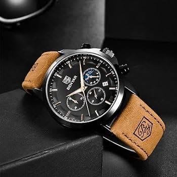 Mens Leather Belt Date watch