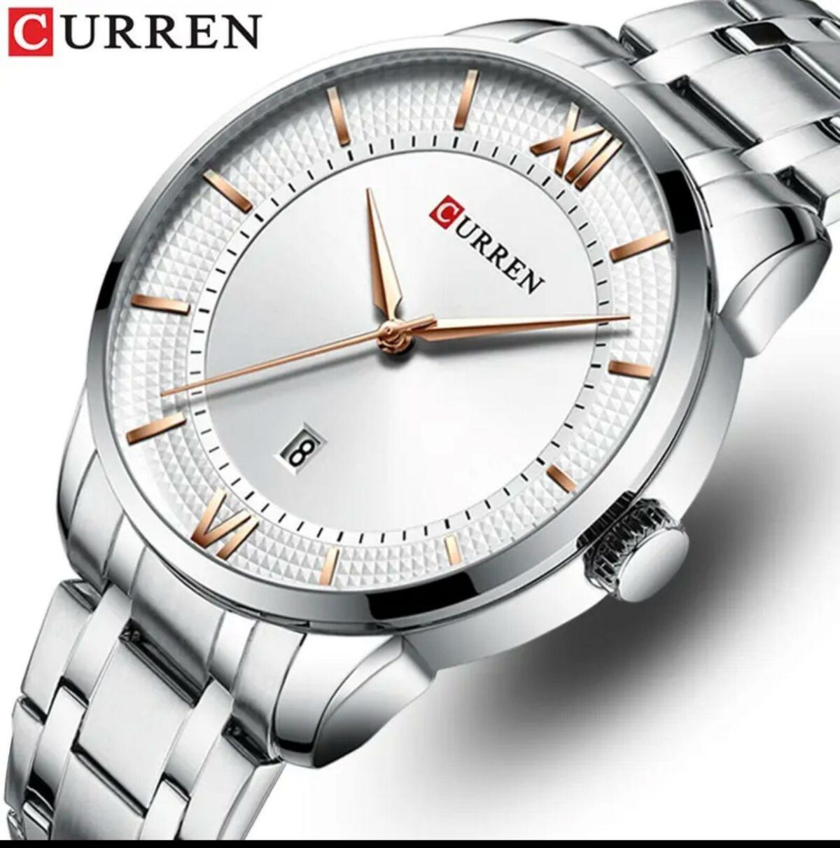 Curren Mens white dial SS Watch with Date Function - Image 4