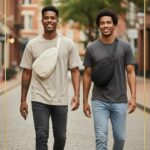 Unisex Mens White Black Fashion Side-Chest bag