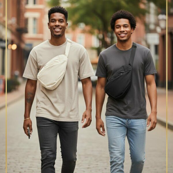 Unisex Mens White Black Fashion Side-Chest bag