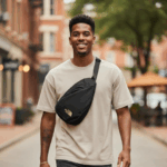 Unisex Mens White Black Fashion Side-Chest bag - Image 3