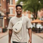 Unisex Mens White Black Fashion Side-Chest bag - Image 2