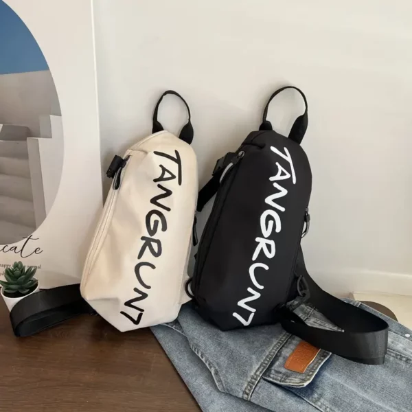 Chest Side Unisex Mens Side Bag Black Beige Color