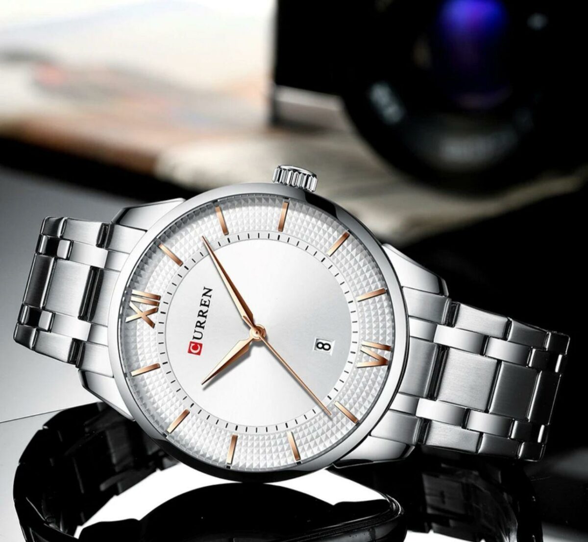 Curren Mens white dial SS Watch with Date Function - Image 3