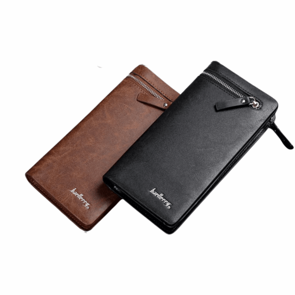 Mens Long Leather Wallet Brown Black