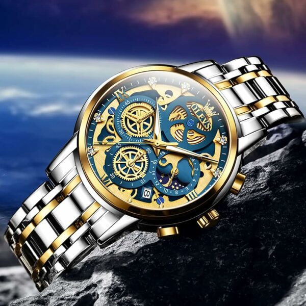 Olives Date Mens Watch SS Two Tone