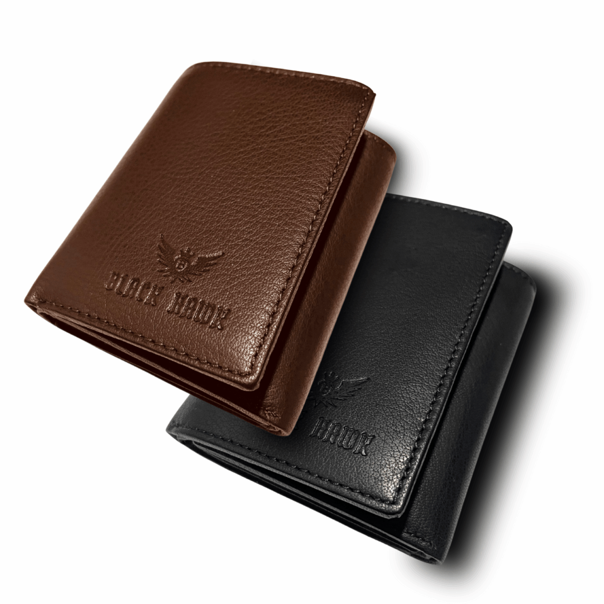 Mens Leather Wallet - 3Fold Black Brown - Image 1