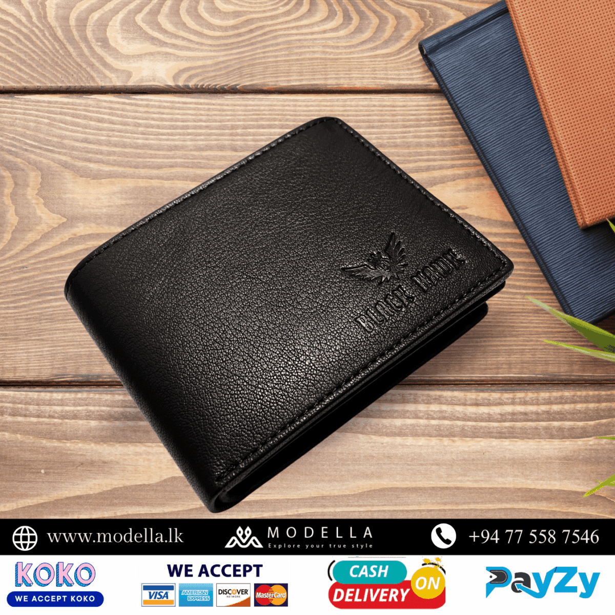 Mens Leather Wallet Bifold Black Brown - Image 3