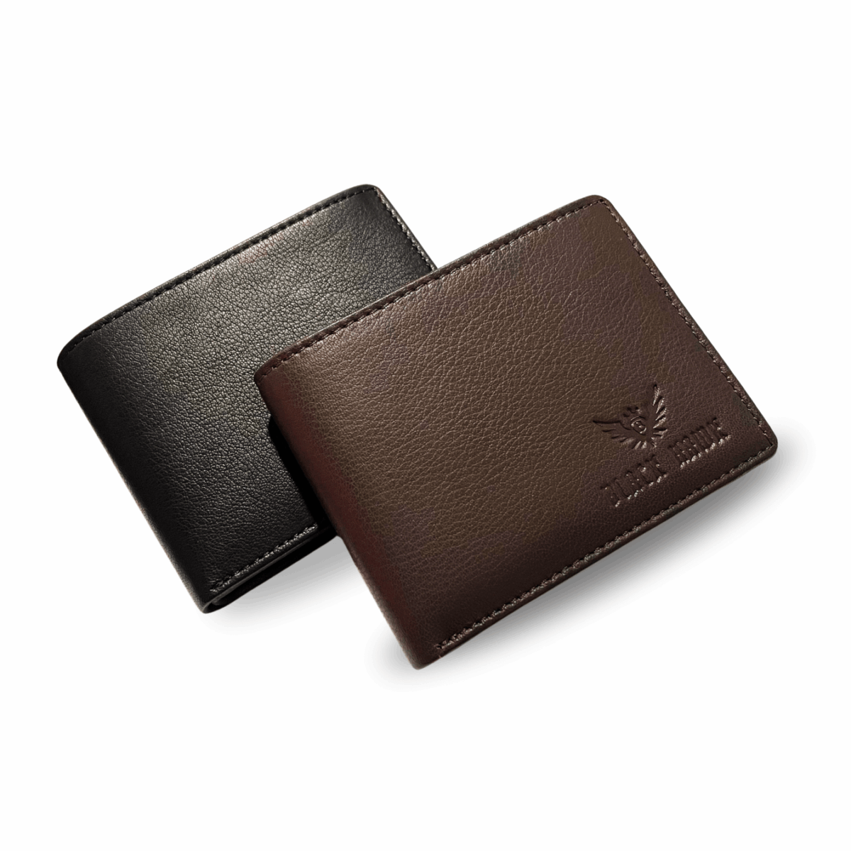 Mens Leather Wallet Bifold Black Brown - Image 1