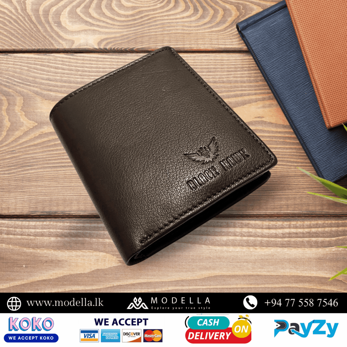 Mens Leather Wallet Book Type - Brown Black - Image 3