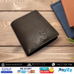 Mens Leather Wallet Book Type - Brown Black - Image 3