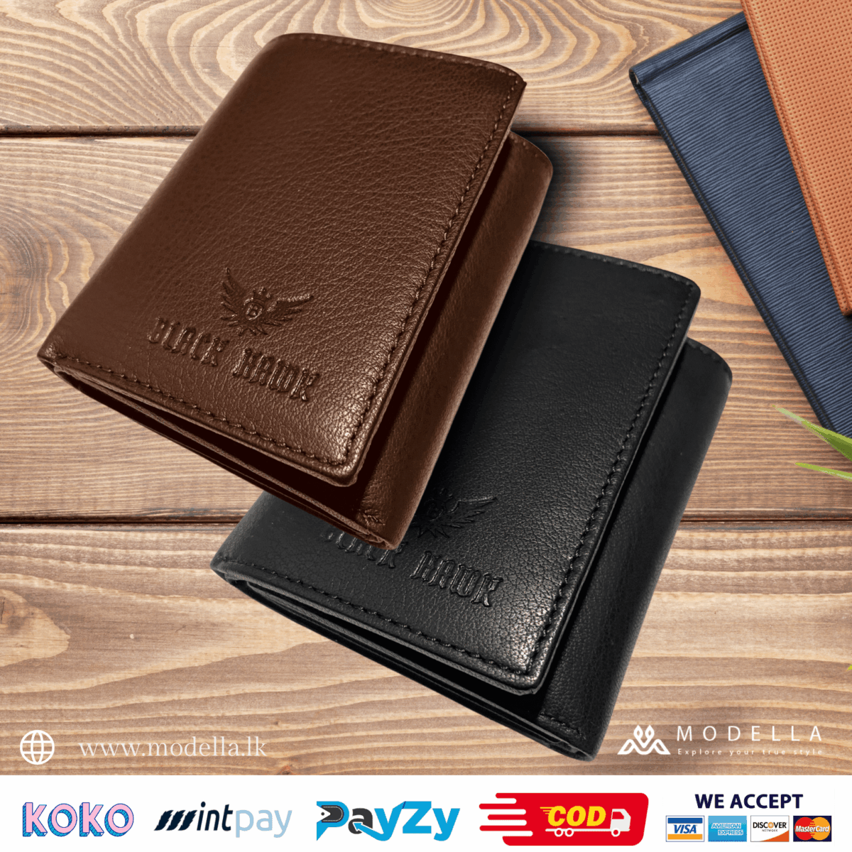 Mens Leather Wallet - 3Fold Black Brown - Image 4