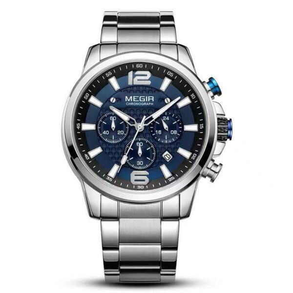 MEGIR Mens Blue dial SS Watch with Date Function