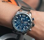 MEGIR Mens Blue dial SS Watch with Date Function - Image 2