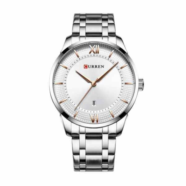 Curren Mens white dial SS Watch with Date Function