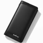 Mens PU Leather Brown Black Long Wallet - Image 2