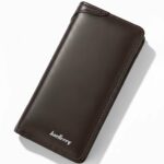 Mens PU Leather Brown Black Long Wallet