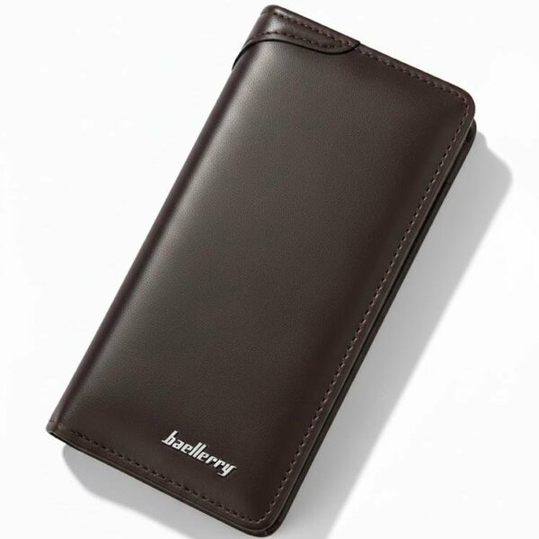 Mens PU Leather Brown Black Long Wallet