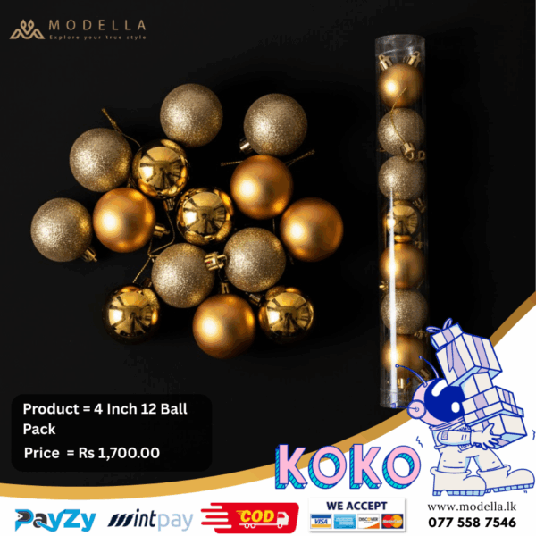 Xmas Christmas tree Decoration 12 pcs Ball pack-  4inch