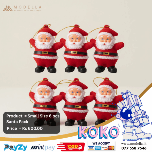 Xmas Christmas Tree Decoration Santa 6pcs pack