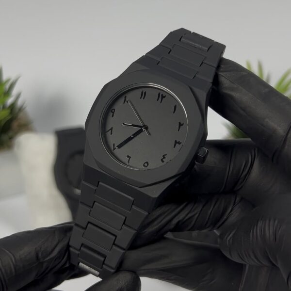 Mens Aura Arabic Chain light Weight Watch Black White