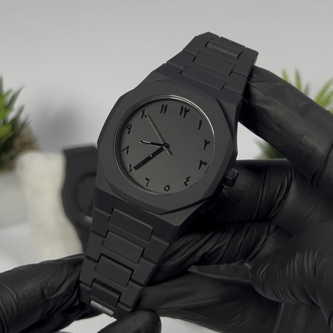 IMG_0766 Mens Aura Arabic Chain light Weight Watch Black White - Image 1