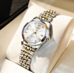 Ladies Olevs Two Tone White Dial Blue Dial Women's SS Girls Watch