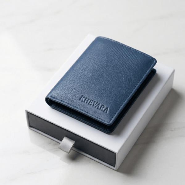 Mens Leather Blue Wallet
