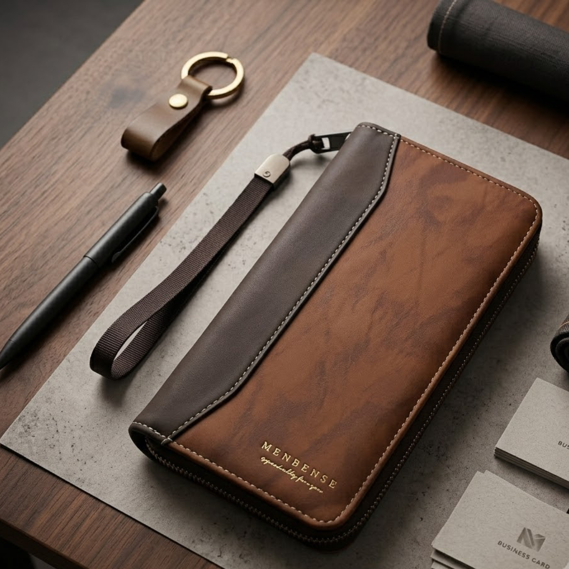 3(39) Mens Long Wallet With Zipper - Image 1