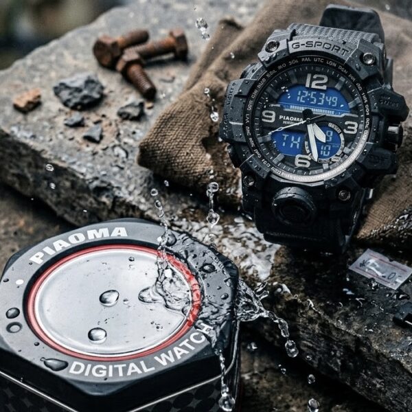 Piaoma Waterproof Mens Sports Watch With Steel Pack